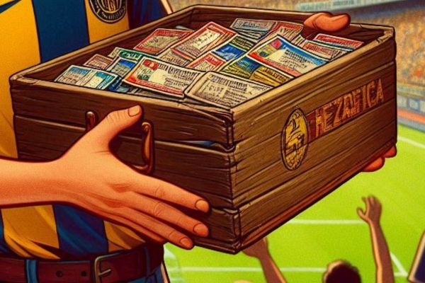 Animated image depicting Nacho with his box of ticket stubs.