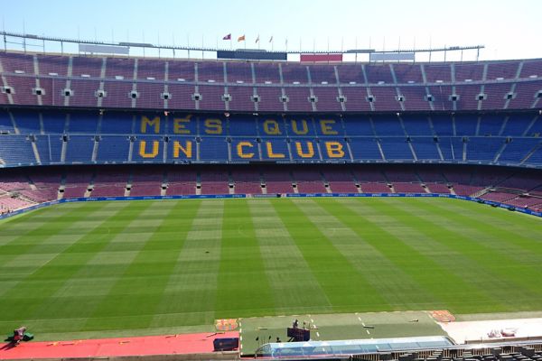 Empty interior of Camp Nou, home of FC Barcelona.