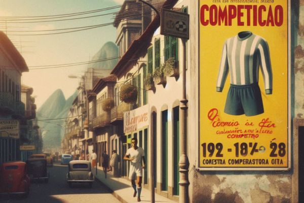 AI-generated image of a vintage poster promoting a competition in Brazil during the 1950s