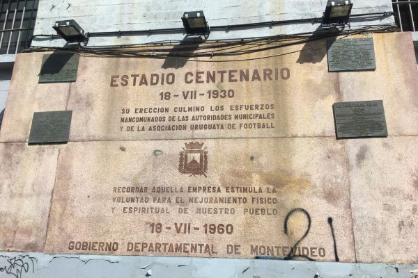 Plaque outside Estadio Centenario, Montevideo.