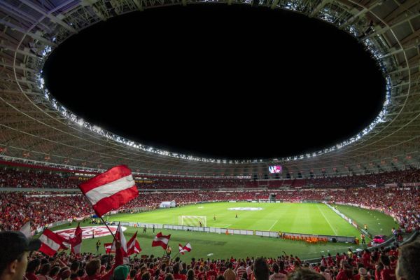 Fans holding flags in Estadio Beira-Rio