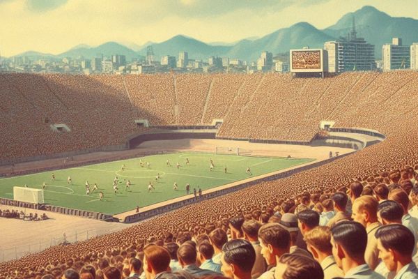 AI-generated image of a large crowd watching the final match of the 1950 World Cup.