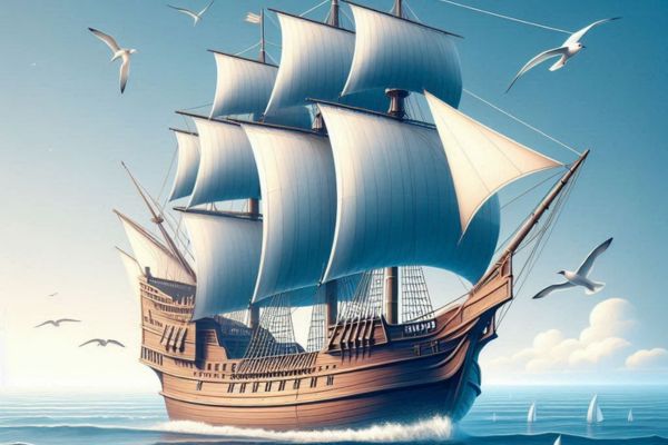 AI Generated Image of a ship resembling the Mayflower