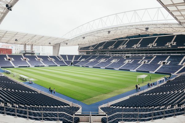 Empty interior of Estadio do Dragao, home of FC Porto.