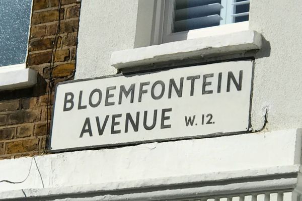 Bloemfontein Avenue street sign near QPR’s Loftus Road stadium in London.