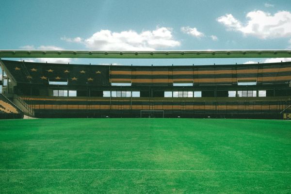 Black and yellow painted stand at Peñarol’s stadium