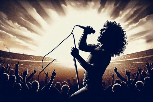 Image depicting a rock star singing.