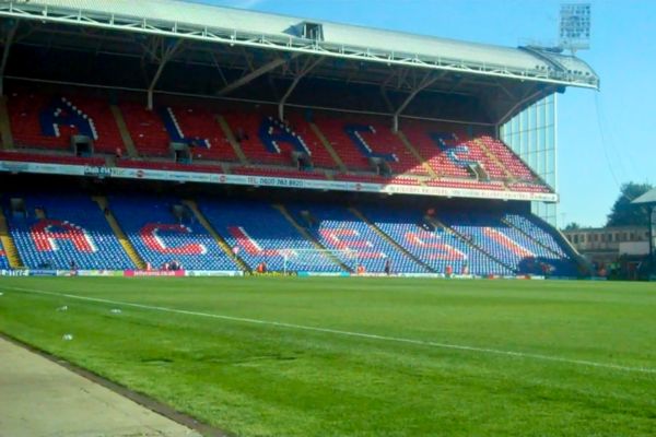 Empty Holmesdale End Stand at Selhurst Park Stadium