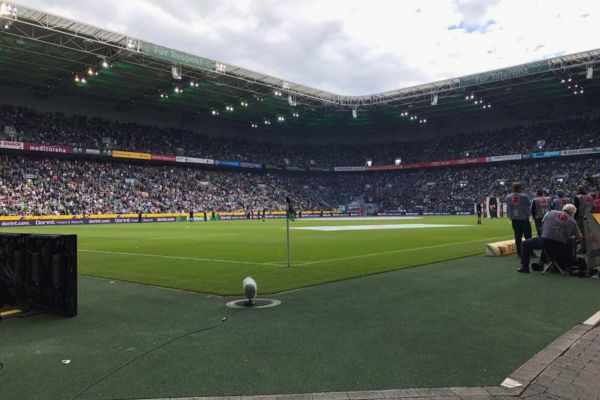 Borussia Park filled with passionate fans during a Borussia Mönchengladbach match.