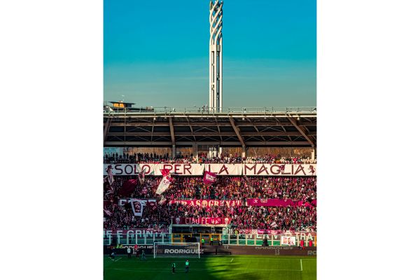 Torino FC fans cheering inside Stadio Olimpico Grande Torino.