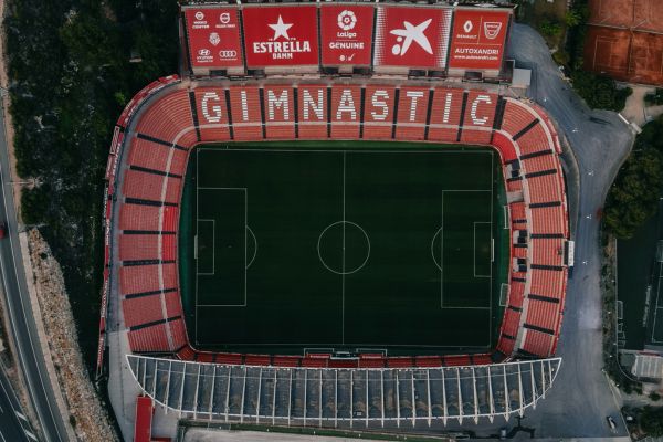 Aerial view of Nou Estadi, home of Gimnàstic Tarragona.