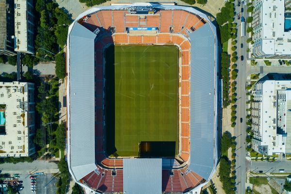 Aerial view of Houston Dynamo FC stadium.