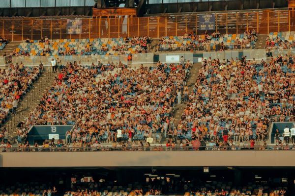 Fans seated in the stands of Stadio Diego Armando Maradona