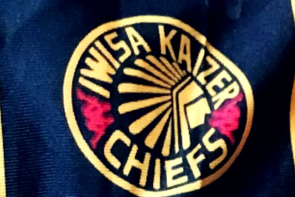 Close up of kaizer Chiefs badge of shirt
