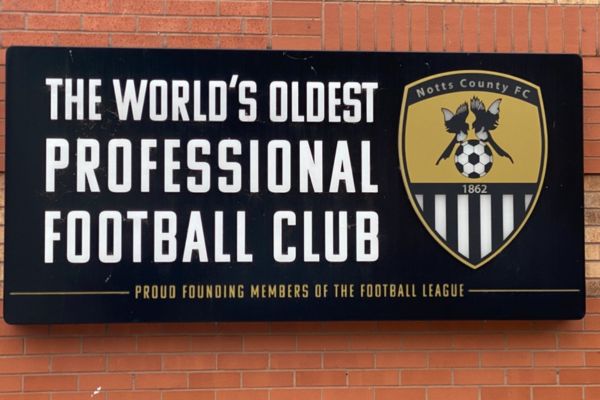 Sign outside Meadow Lane reads The World's Oldest Professional Football club