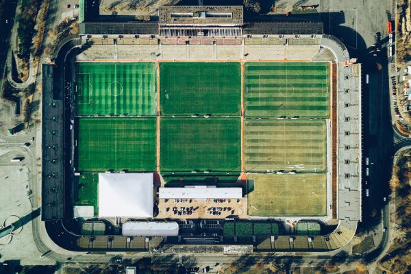 Aerial view of Strahov Stadium. Prague, Czech Republic.