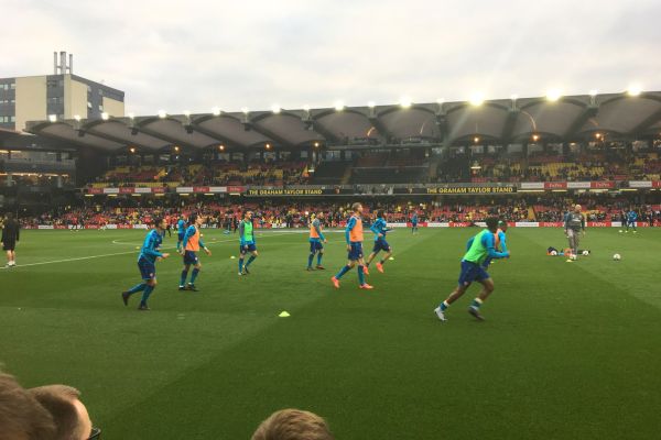 Arsenal Players Warming Up with 5-a-Side Game at Vicarage Road