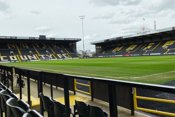Inside view of Meadow Lane Stadium, Home of Notts County Football Club.
