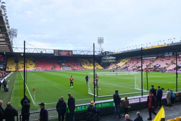 Watford Goalkeepers Doing Drills in Front of Portable Goal at Vicarage Road, Watford.
