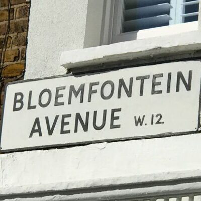 Bloemfontein Avenue street sign near QPR’s Loftus Road stadium in London.