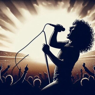 Image depicting a rock star singing.