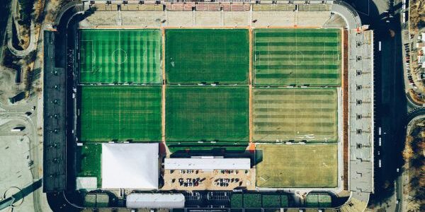 Aerial view of Strahov Stadium. Prague, Czech Republic.